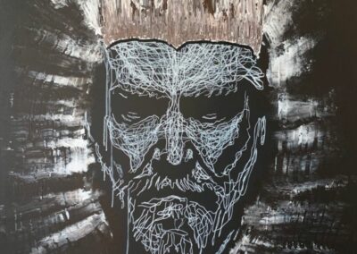 Toile en 100x100cm. Acrylique et encre de Chine