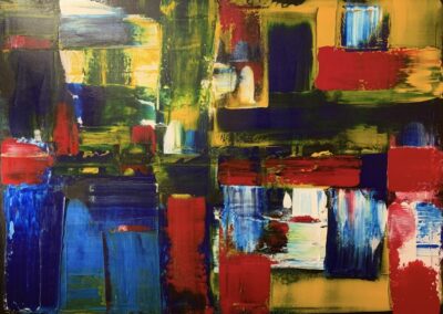 Toile en 130x97cm. Technique acrylique et pâte à relief.
