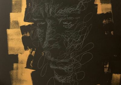 Toile en 50x50cm. Technique polychromos.